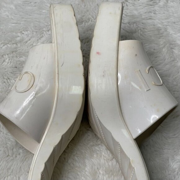 GUCCI Women's White Heeled Square Toe Slide Sandals Shoes Size 39 - Picture 10 of 16